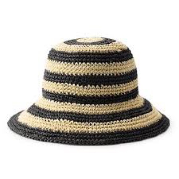 Sonoma Accessories - Sonoma | NWT Pattern Cloche Hat Black Cream Packable Adjustable Straw Summer